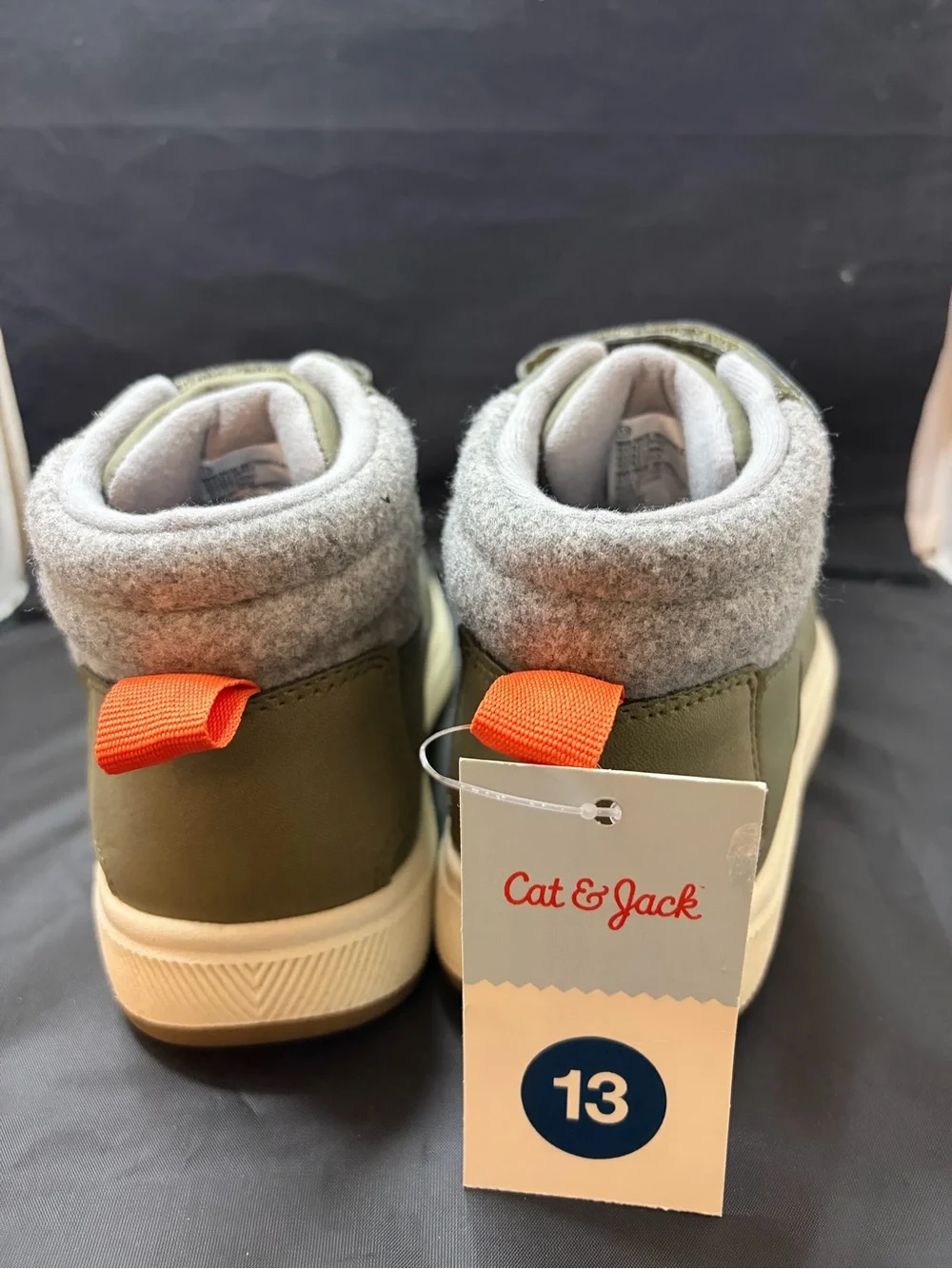 Cat & Jack Boy's Olive Green Kendrick Elastic Lace Sneaker Boots Size 13